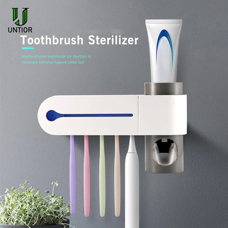 UNTIOR 3 In 1 UV Light Ultraviolet Toothbrush Sterilizer Automatic Toothpaste Dispenser ToothBrush Holder bathroom accessories | Дом и сад