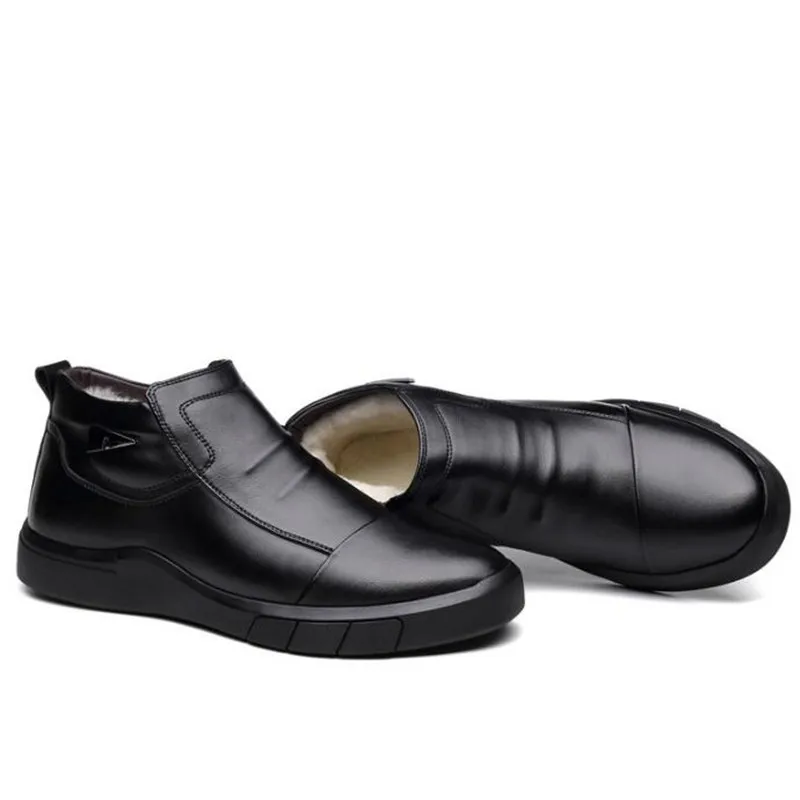 Новые теплые зимние ботинки из воловьей шерсти мужская обувь мужские ботинки модные повседневные ботинки из натуральной кожи на плоской нескользящей подошве теплые зимние ботинки