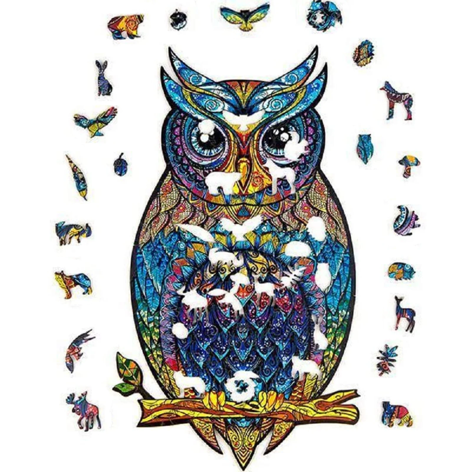 

Unique Wooden Puzzle DIY Mysterious Owl Chameleon Jigsaw Puzzles Animal Shape Puzzle Interactive Games Toy For Adult Kids Gift