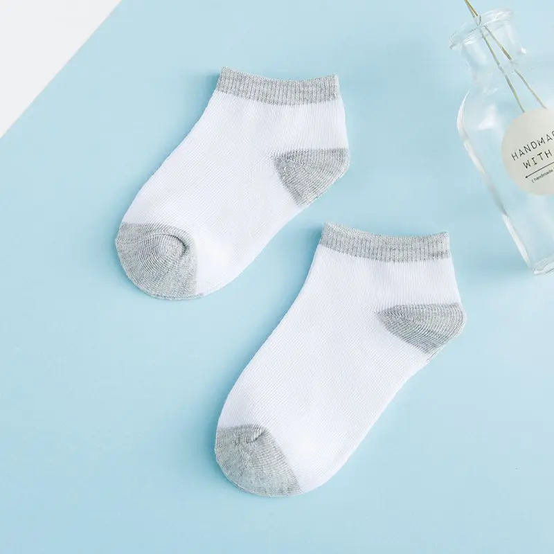 Baby Socks 5 Pairs/lot Boys Girls Pure White Socks Cotton Soft Newborn Babies Loose Comfortable Socks Kids School Sport Clothes - Color: Gray White