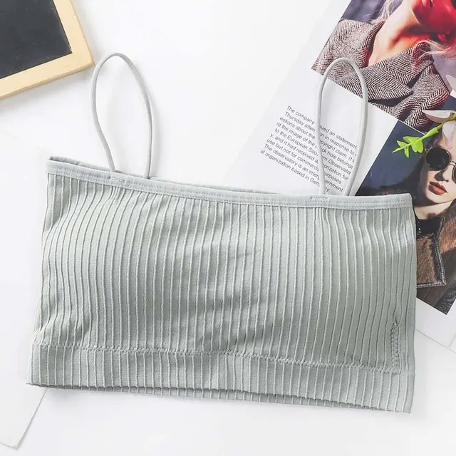 Summer Women Sling Tube Top Sexy Bra Top Breathable Chest Pad Wearing Underwear Seamless Ice Silk Breast Wrap Lingerie Female gray green