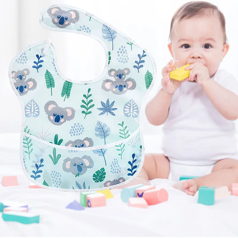 Waterproof Baby Bibs 100% Polyester TPU Coating Feeding Cloth Washable Jninth With Food Catcher for Babies Towel |