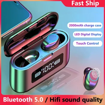 

Phaany Bluetooth 5.0 Earphone TWS Wireless Earbuds Headset Led Smart Display Headphone with Charging Box for Phone Charge