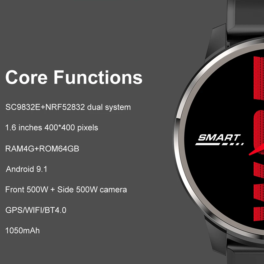 LEMFO LEMP Ʈ ġ 4G Interest GPS  ȵ̵ 9.1  ý 64GB ROM 1050Mah  ͸ ̵ ÷̾ Smartwatch