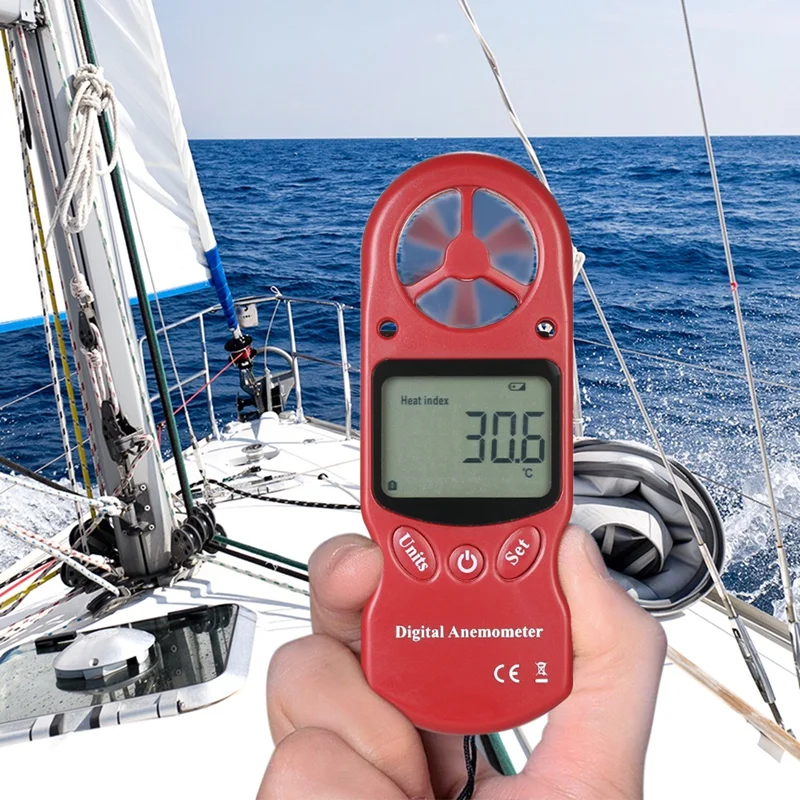 

8 in 1 Tl-302 Digital Anemometer Lcd Display Thermometer Hygrometer Temperature Humidity Wind Speed Chill Barometric Pressure-Re