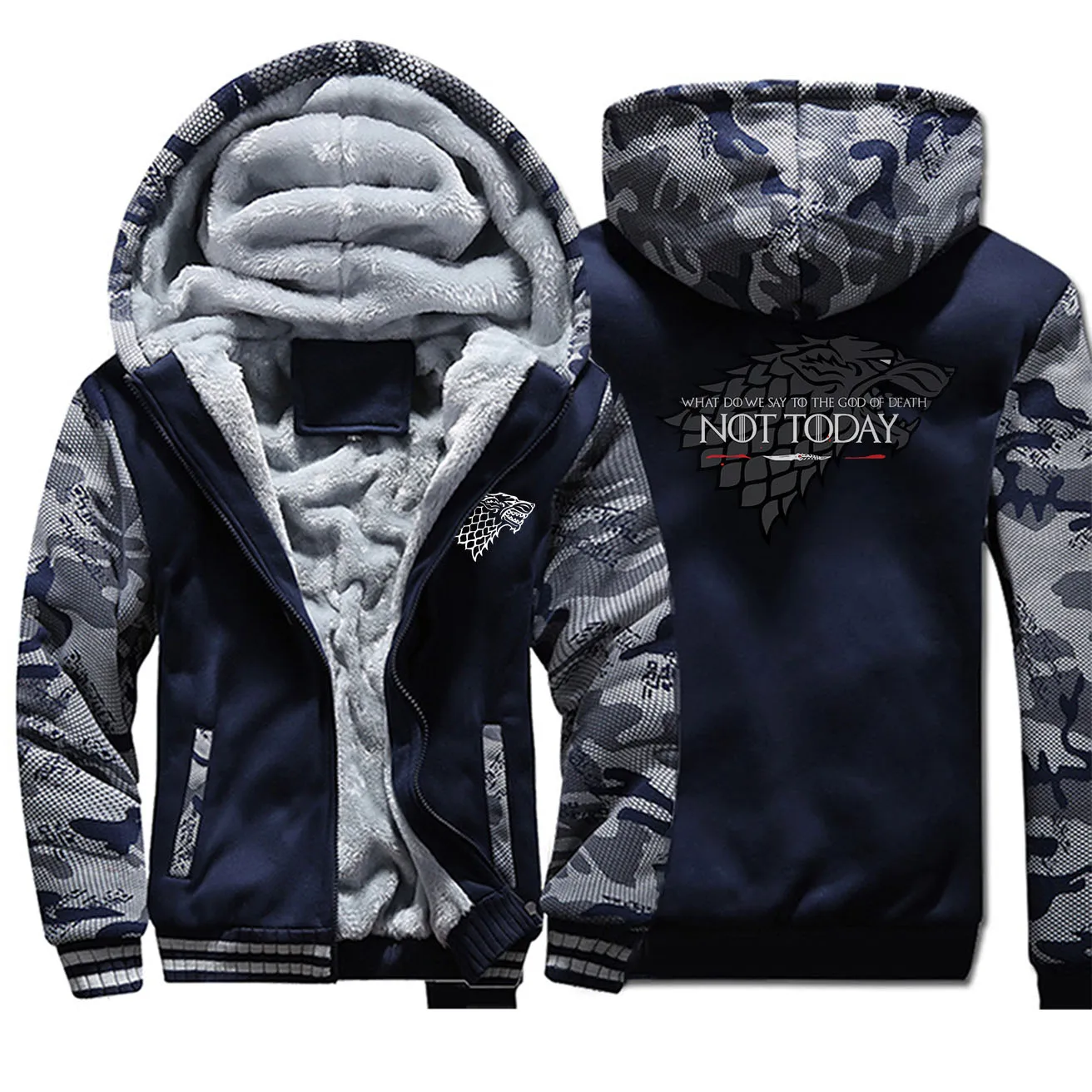 Мужская толстовка с капюшоном «Игра престолов», не сегодня, камуфляжная флисовая Толстая Толстовка с капюшоном, осенне-зимняя трендовая одежда, куртки, спортивные костюмы