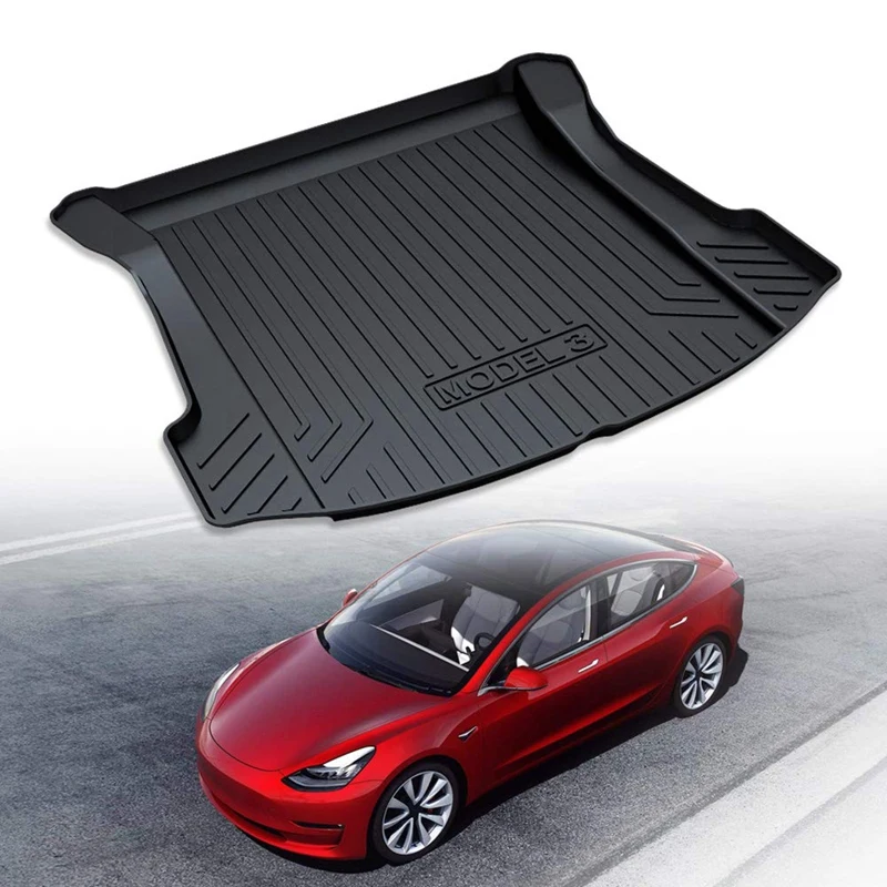 

For Tesla Model3 Car Trunk Pad Storage Box Waterproof Pad Rubber Waterproof Black