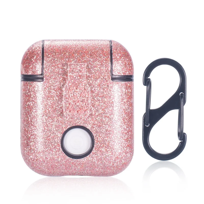 Для Apple Airpods 1-й 2-й блестящий кожаный чехол для наушников Защитный чехол для ПК Аксессуары для Apple Airpods зарядная коробка - Цвет: Rose Gold