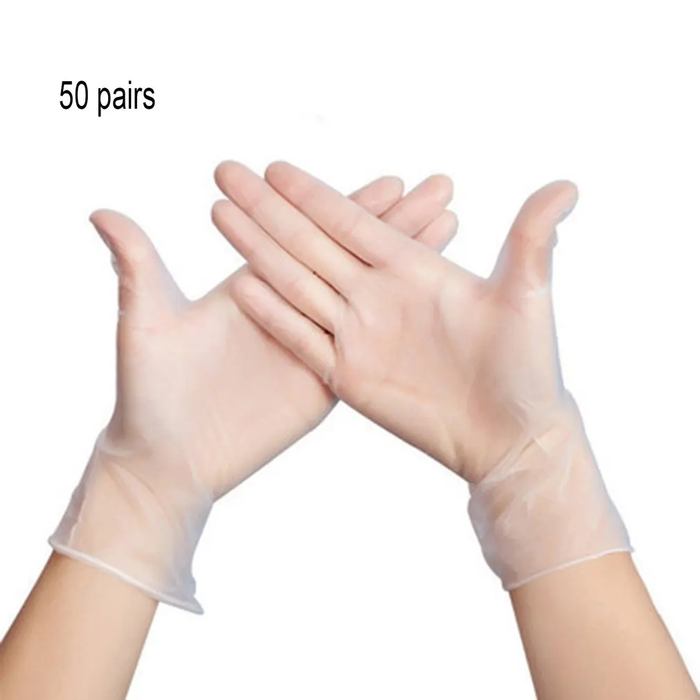 

100 Pieces/BOX Disposable Pvc Gloves Transparent Powder-Free Food Processing Protective Gloves