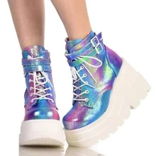 

Women Boots Fashion High Platform Boots Women High Wedges Ankle Boots Punk Boot 2022 Winter High Heels Thicken Boots Botas Mujer