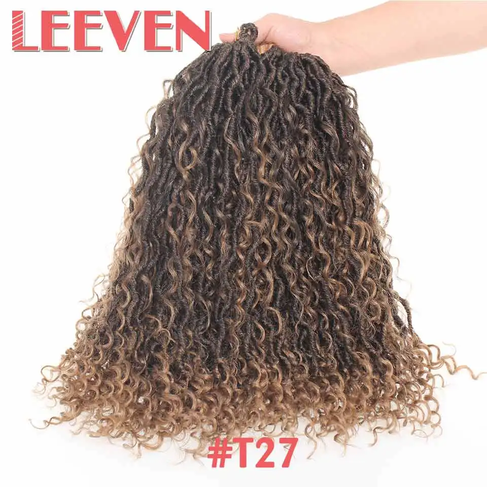 Leeven, 18 дюймов, бохо, грязная богиня, искусственные локоны в стиле Crochet, косички, волосы в богемном стиле, с завитками, концы, синтетические, Омбре, косички, наращивание волос - Цвет: T1B/27