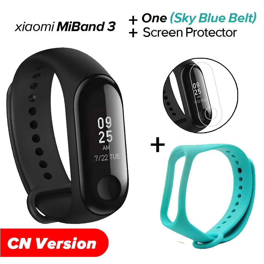 CN Sky Blue N Film Xiao mi Band 3 mi band 3 фитнес-трекер пульсометр 0,78 ''OLED дисплей Bluetooth 4,2 для Android IOS - Цвет: CN Sky Blue N Film