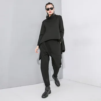 

Street Loose Trousers pantalon femme streetwear 2020 Spring Newest Elastic Waist Black Harem Pants for women