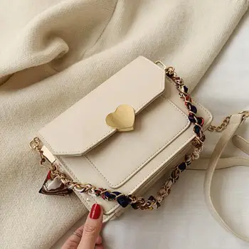 

2020 New Shoulder Messenger Bag Fashion Women Bags White PU Women Bags Studded Messenger Bag Chain Bag Handbag