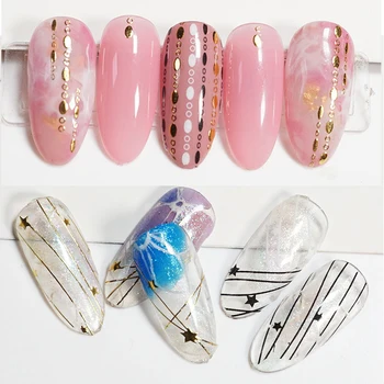 

1 pc Gold Black White Linear Nail Sticker Transfer Various 3D Adhesive Nail Decoration Design Beauty Cozy Ornaments