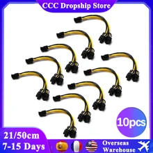 

10pcs 8 pin PCI Express to Dual 8(6+2)pin PCIE Power Cable 21/50cm Motherboard Graphics Card Splitter PCI-E GPU Power Data Cable