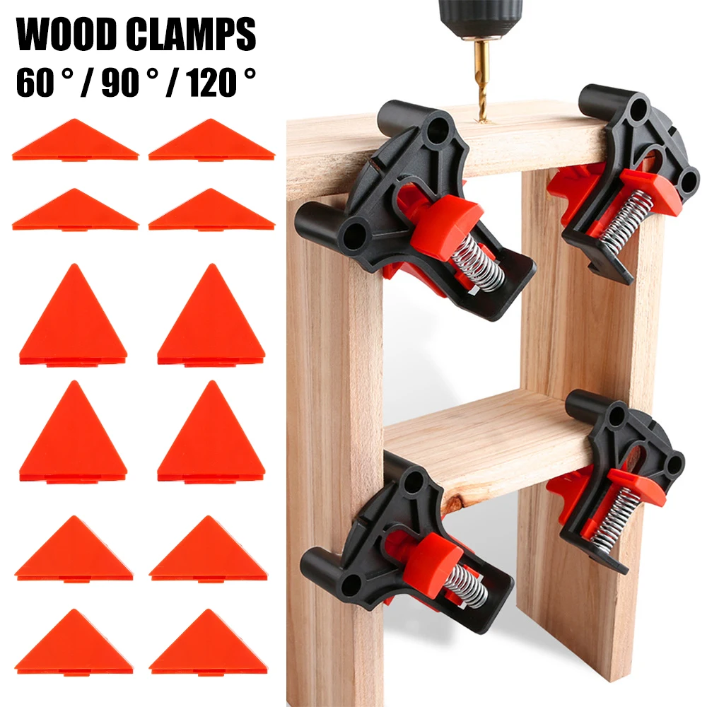 4pcs Wood Angle Clamps 60/90/120 Degrees Woodworking Corner ClampRight Clips DIY Fixture Hand Tool Set for Taper,T Joints,Plate