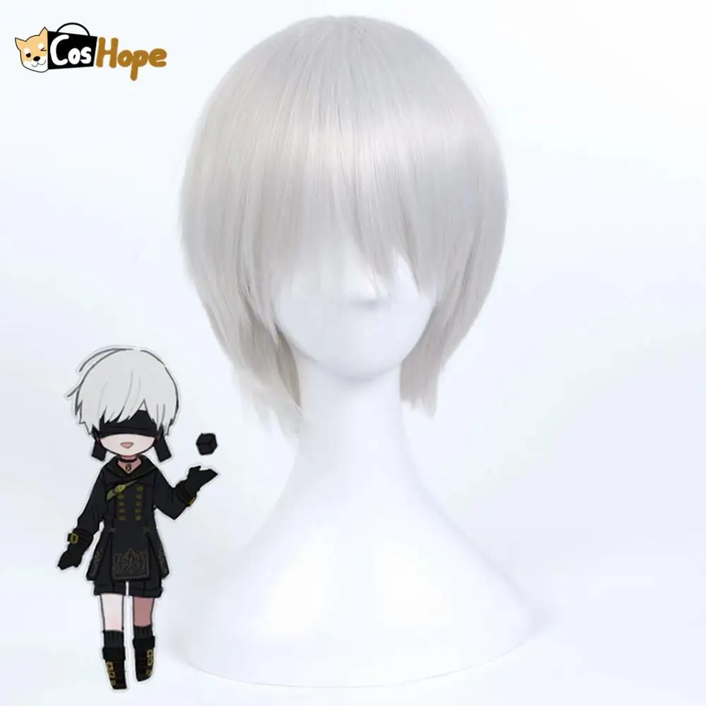 9S Косплей Nier Automata jorha парик мужской короткие серебряные волосы Аниме косплей