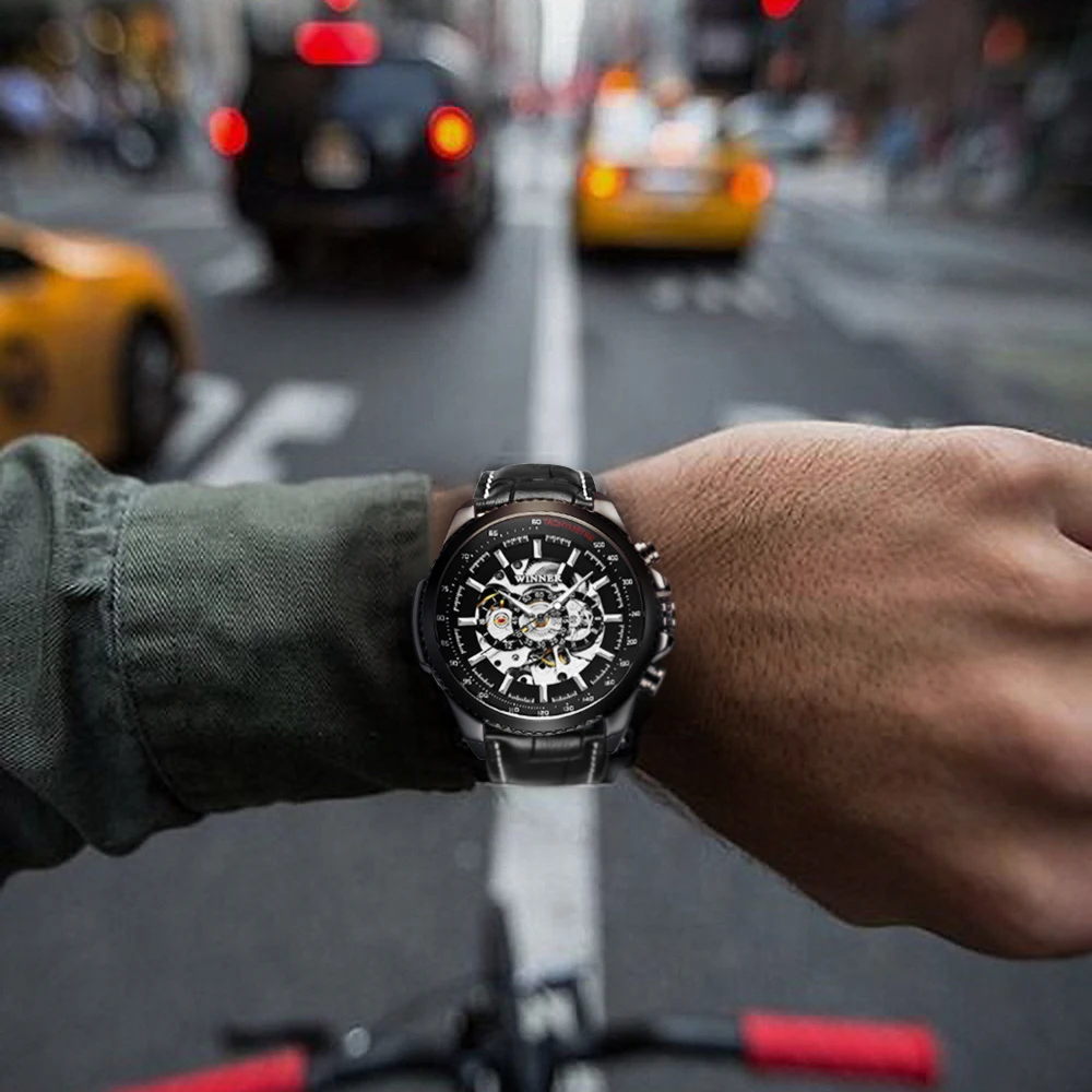 WINNER официальные спортивные часы Мужские автоматические механические со