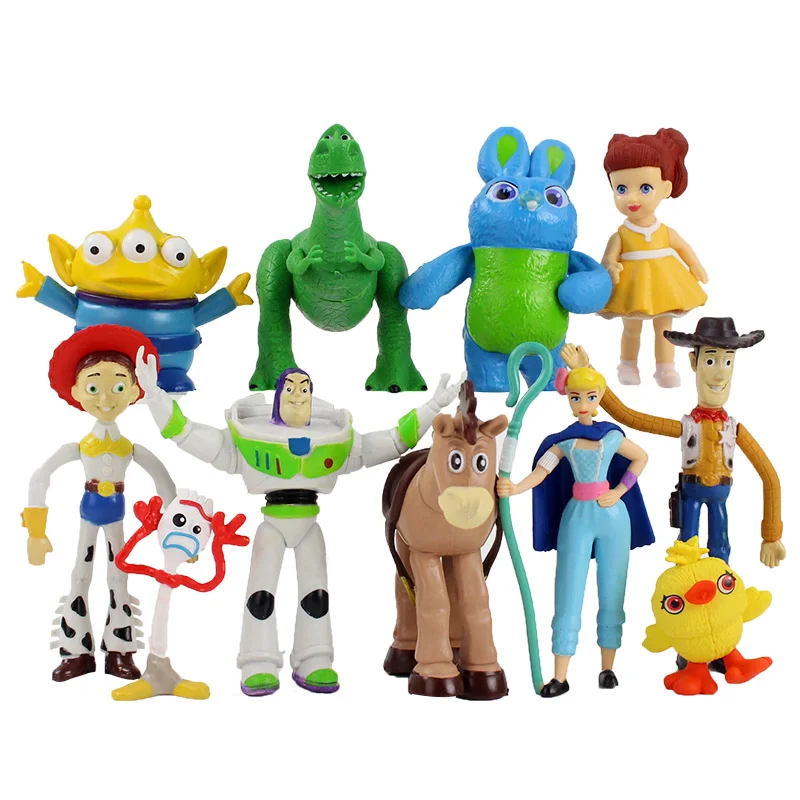 

11pcs Toy Story Figures Woody Buzz Lightyear Forky Bo Peep Gabby Bunny Ducky Rex Dinosaur Bullseye Horse Squeeze Alien Model Toy