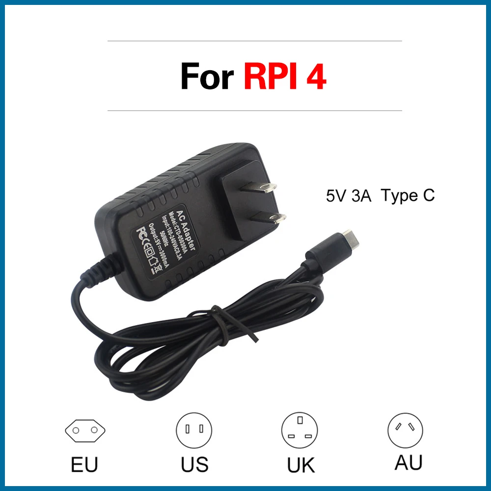 S ROBOT Raspberry Pi 4 type C адаптер питания зарядное устройство 100-240 в EU US UK AU штепсельная вилка источник питания Raspberry Pi 4 Модель B RPI113