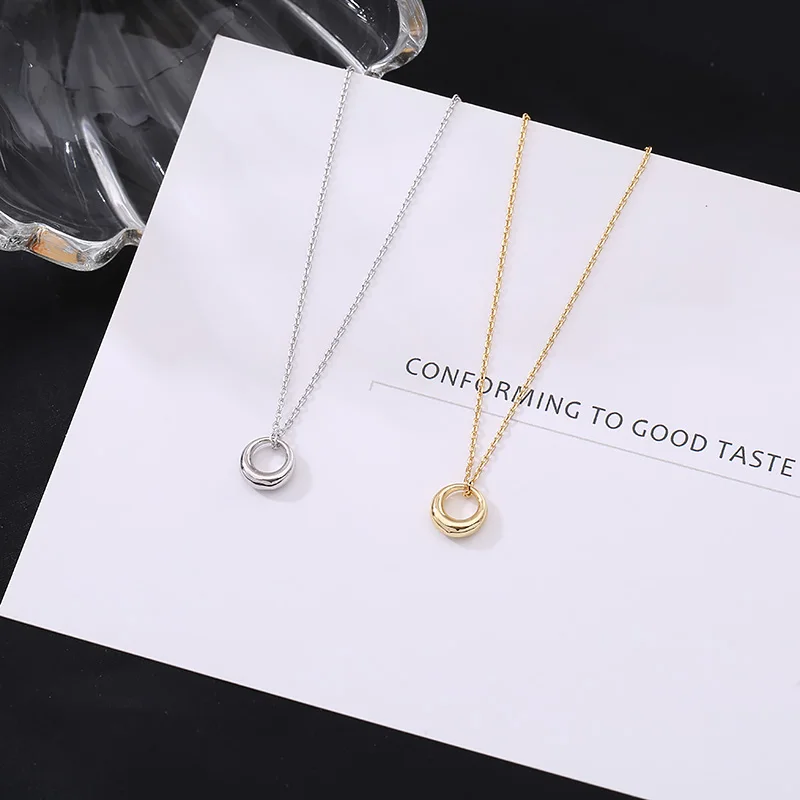 925 Sterling Silver Shiny Smooth Circle Choker Necklace Round Shape Pendant Wedding Gift Present Fine Jewelry NK095 pendant necklace silver necklace silver pendant silver necklace charms