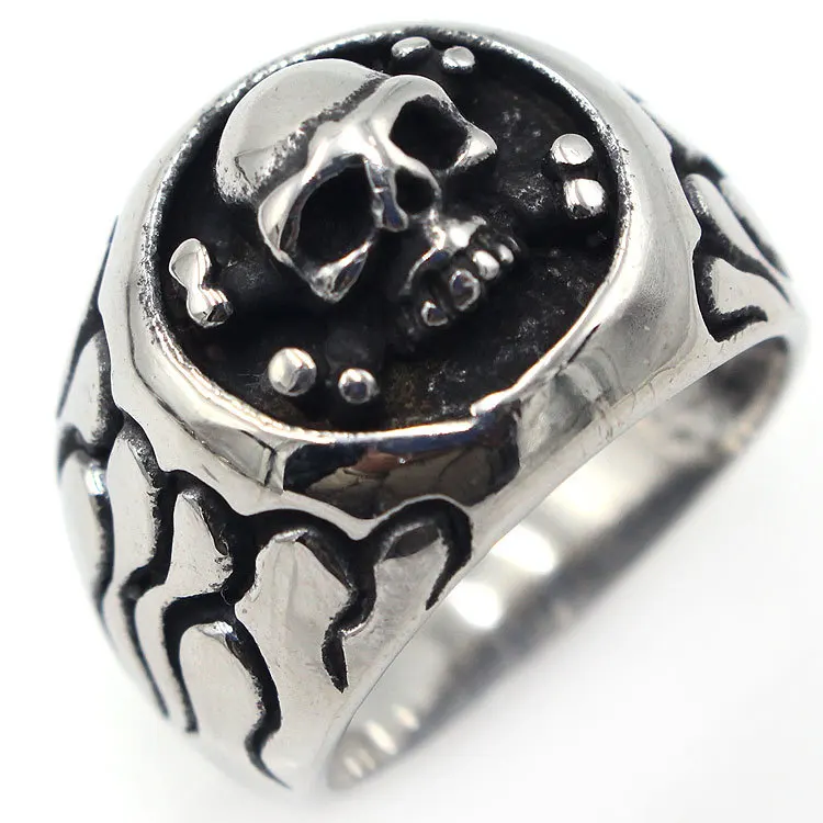 

BAECYT Titanium Steel Retro Men Ring Stainless Steel Skull Rings Vintage Style Big Size 7-13 For Man Party Rings Dropshipping