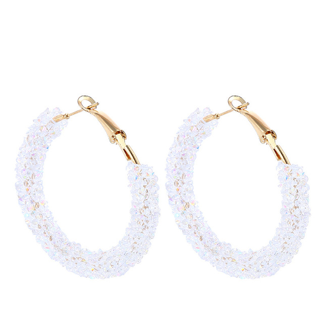 Hoop Earrings for Women Fashion Crystal Classic Minimalist Elegant Thin Hoops Gift Blue Black White Color Party Gift