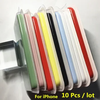 

10Pcs/lot Real Liquid Silicone Case For iPhone11 11 pro max XR X S Max Case For iPhone se 2020 7 8 6 6S Plus case with Packaging