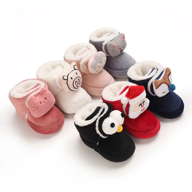 1pair Baby Shoes Snow Boots Warm Soft-soled Toddler Shoes First Walkers Soft-soled Shoes Accessories Non-slip Black Chick Shoes 4