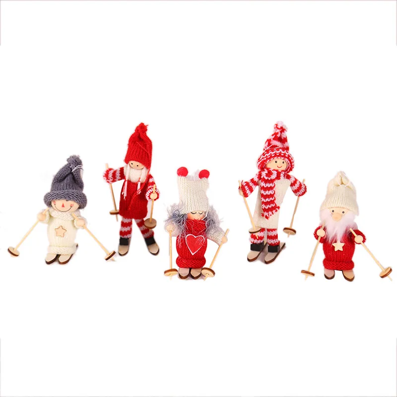 Christmas decorations creative Christmas ornaments wooden ski dolls dolls Christmas tree pendants mini dolls