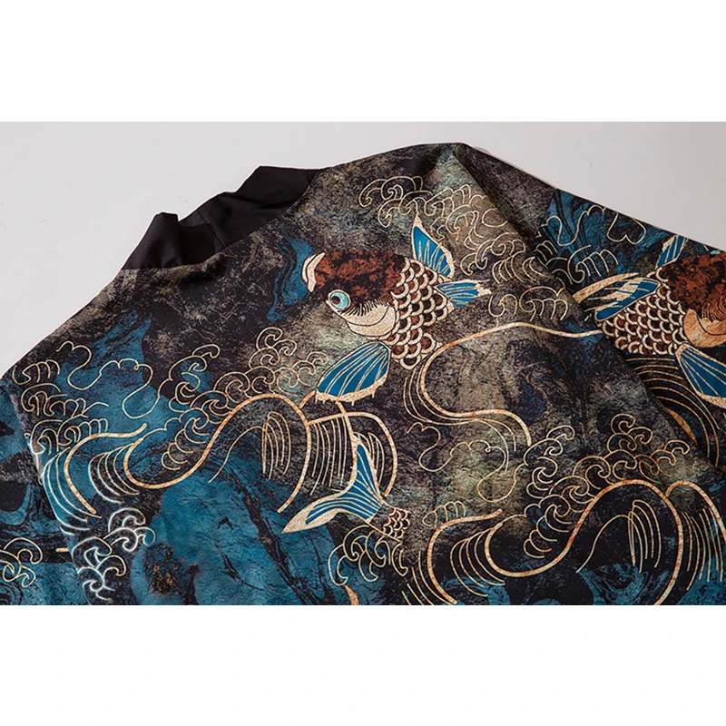 Cardigan Shirt Haori Women Traditional Carp Print Kimono Women Japanese Samurai Yukata Female Men Asian Clothes Kimono Pants Set