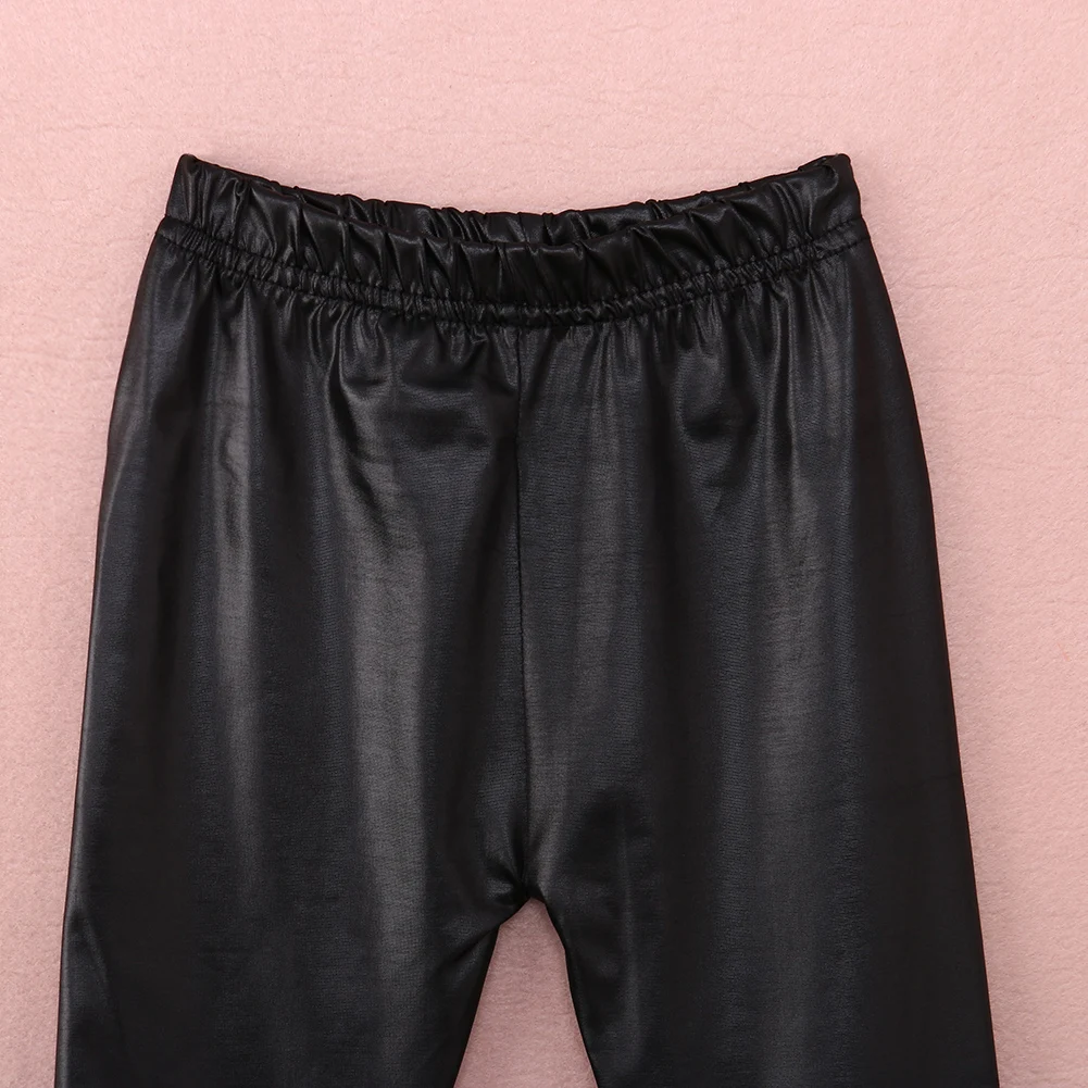 Эластичные строгие леггинсы из искусственной кожи для маленьких девочек Модные осенние брюки детские длинные штаны для девочек От 1 до 8 лет