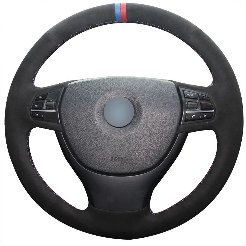 buy Blue Red Marker Black Suede Car Steering Wheel Cover for BMW F10 F07 (GT) 2009 2017 F11 (Touring) 2010 2017 F01 F02