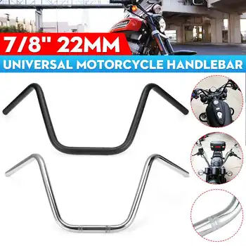 

Motorcycle 7/8" 22mm Handlebar Chrome Black Handle Bar For Honda/Yamaha/Kawasaki Universal