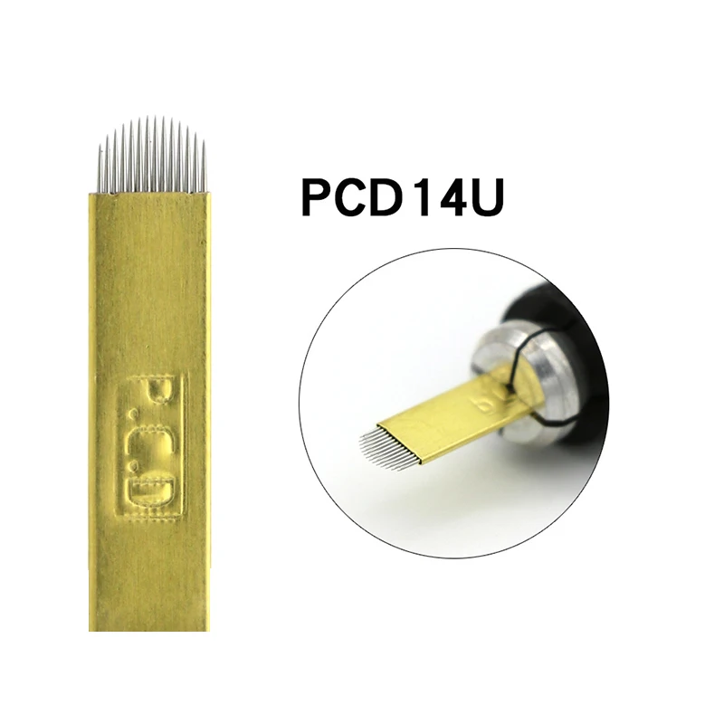 PCD 14U PCD стерилизованные иглы для бровей вышивка Перманентный макияж иглы микроблейдинг иглы поставка с инструкцией микро лезвие - Габаритные размеры: PCD 14U