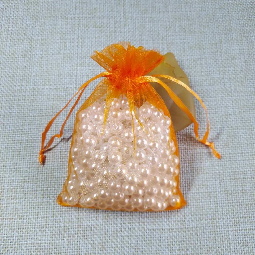 Orange 500 шт./лот,, сумки из органзы 7x9 9x12 10x15 13x18 см, Свадебная Упаковка, Подарочная сумка, вечерние украшения, Сумка из органзы для украшений - Цвет: Orange