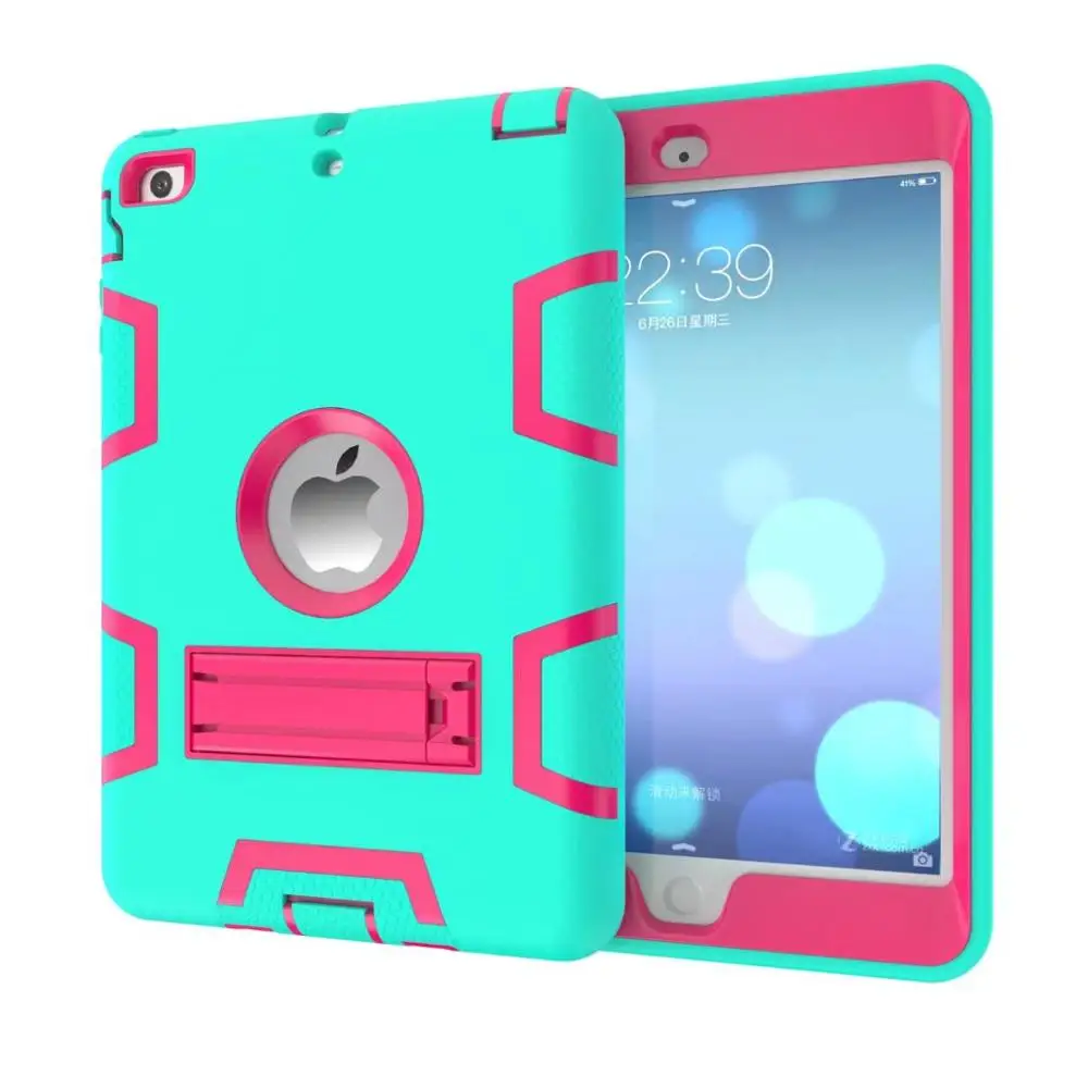Для Apple ipad mini 1 mini2 3 робот дети Безопасный Броня ударопрочный сверхмощный+ TPU+ PC жесткий чехол для ipad mini123+ подарки - Цвет: Aqua rose red