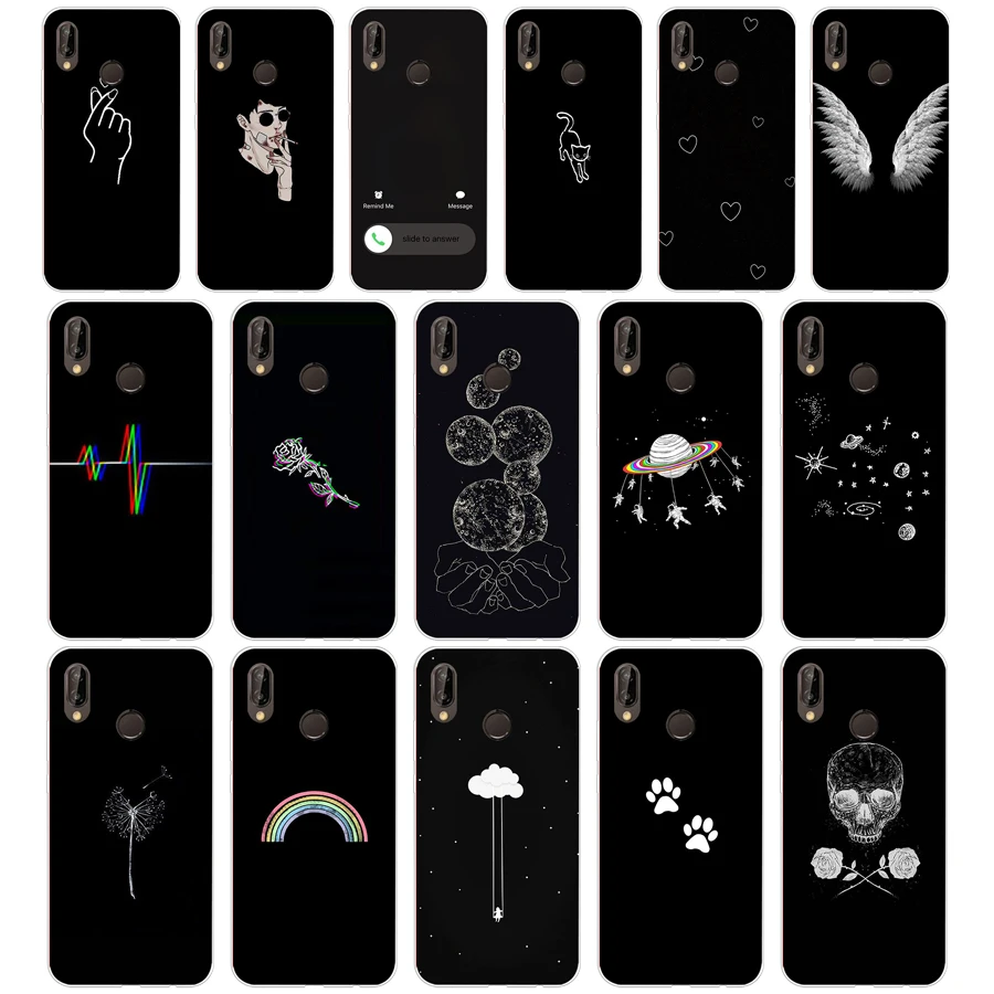 

334FG Line Art Face Abstract Pattern Soft Silicone Tpu Cover Case for huawei p20 lite mate 20 lite