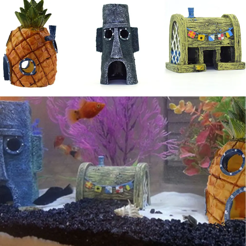 High Simulation Pineapple Octopus Crab Aquarium Landscape Funny Cartoon Ornament Escape Hole Fish Shrimp Avoiding Decorative