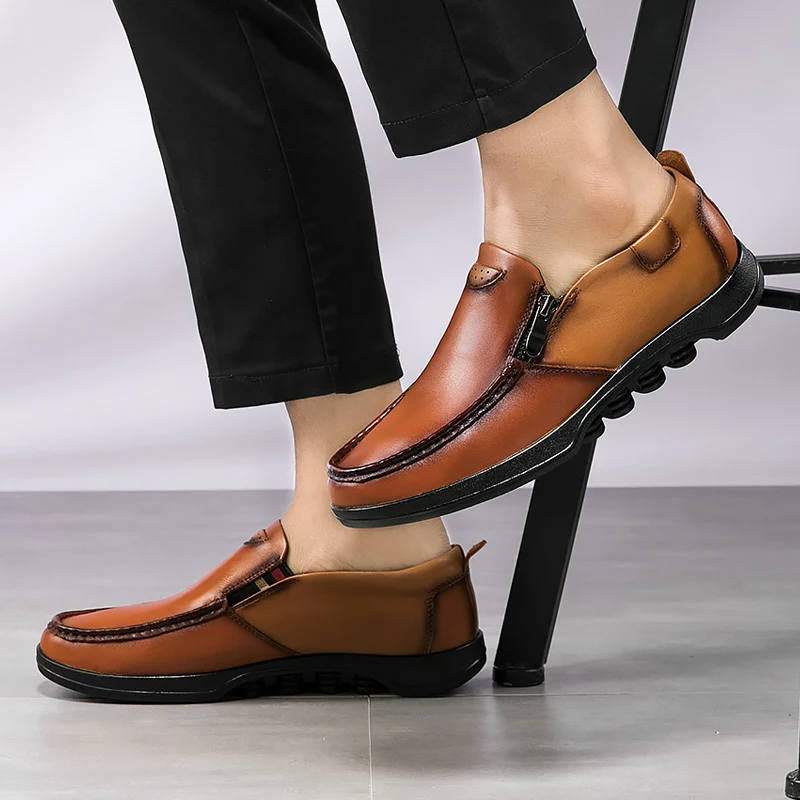 Men's Casual Leather Shoes Man Soft Comfortable Driving Shoes Men Moccasins Footwear For Men Fashion Peas shoes 37-48%6827