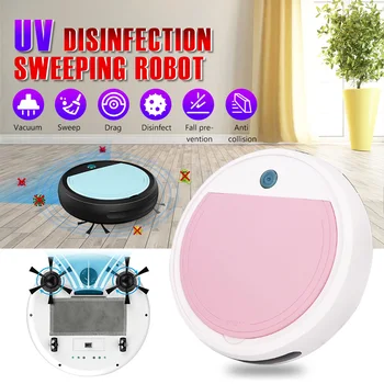 

Automatic 4-in-1 Smart Robot Vacuum Cleaner USB Charging Sweeping Robot Dry and Wet Mop UV Disinfection Cleaner Strong Suction