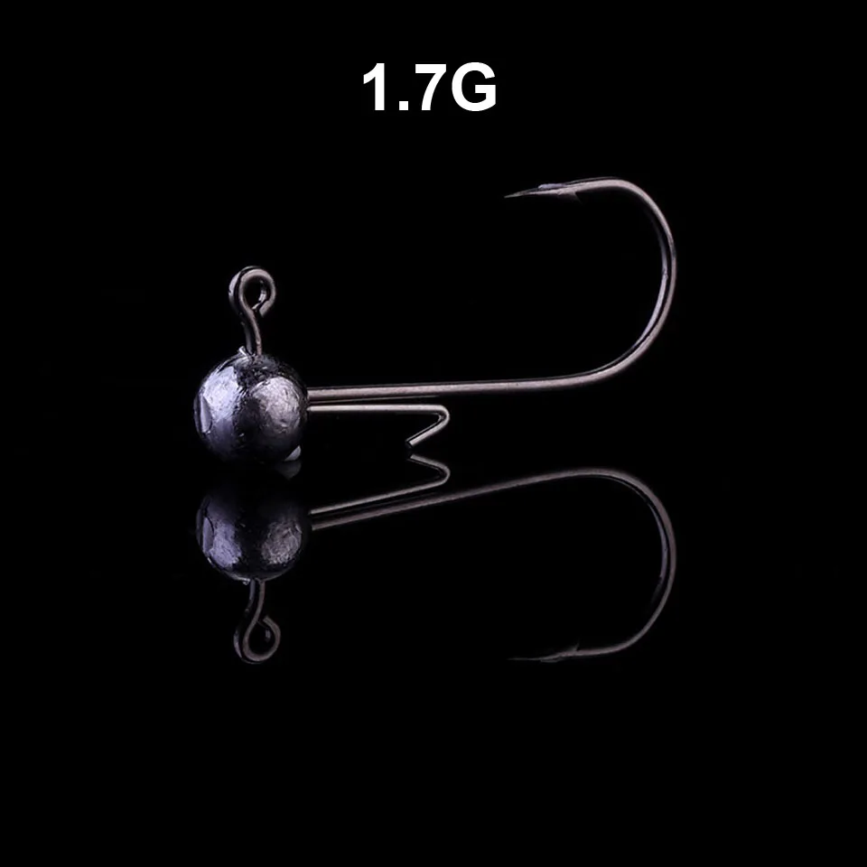 1.7g Ходячая рыба, 5 шт./лот, свинцовая головка, крючок для джига, 3,5 г, 5 г, 7 г, 10 г, круглый шар, крючок для джига с головкой, без отжима, длинный хвостовик, головка джига для мягкого червя - Цвет: 1.7g