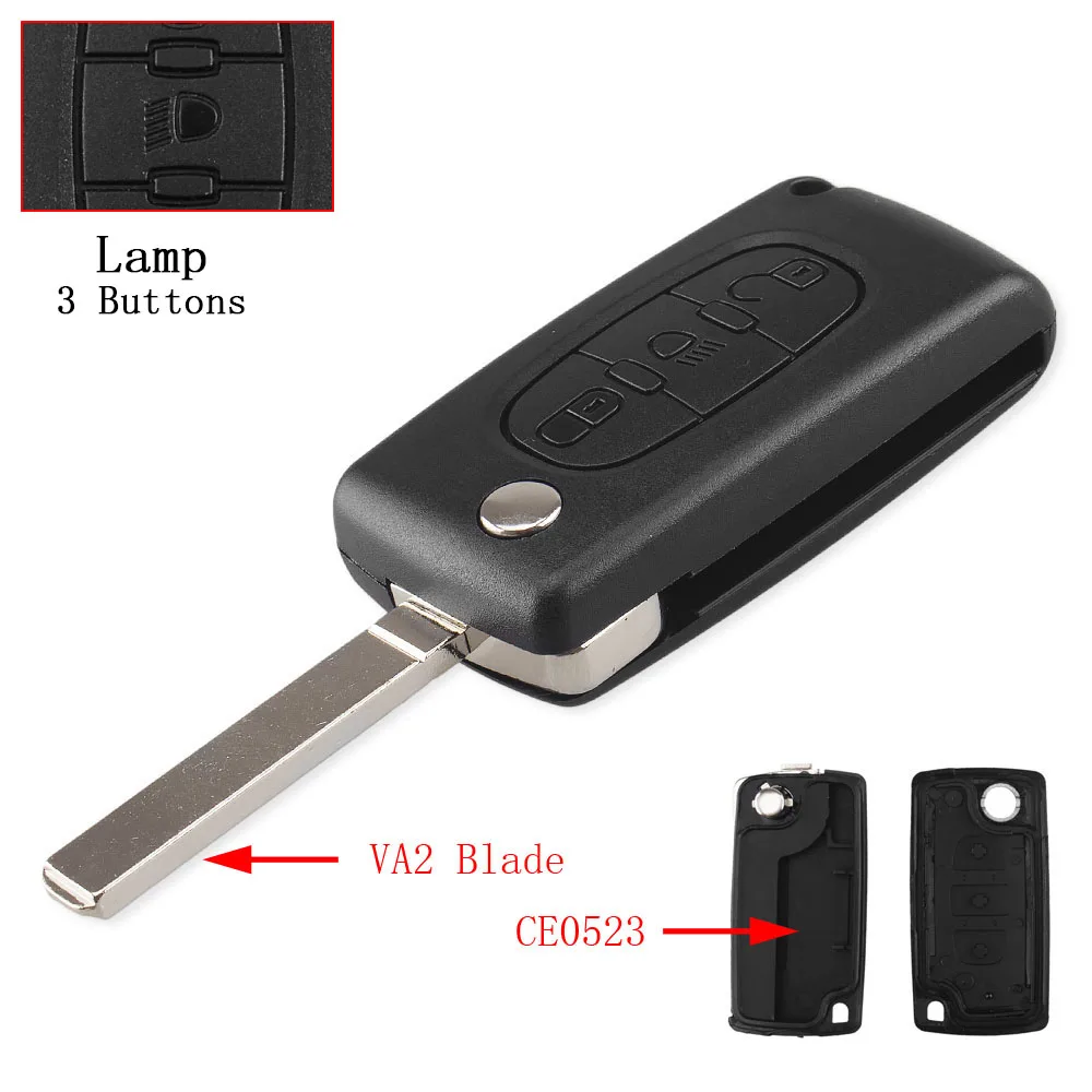 KEYYOU для Citroen C2 C3 C4 C5 C6 C8 3 кнопки флип чехол для дистанционного ключа от машины чехол оболочка Fob VA2 лезвие CE0523 - Количество кнопок: CE0523 VA2