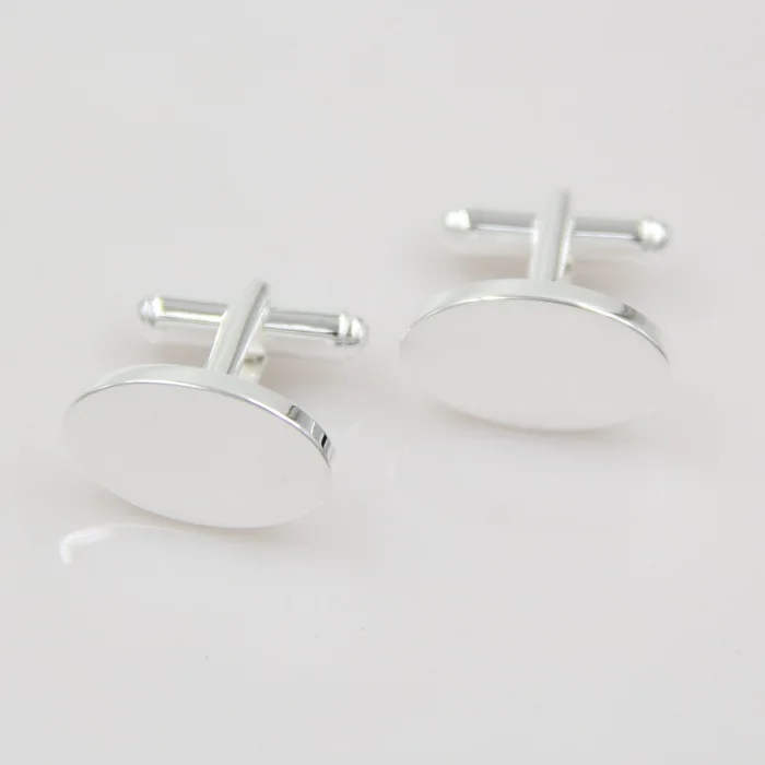 Standard Silver Cufflinks Simple Business Gifts Smooth Oval 925 Silver