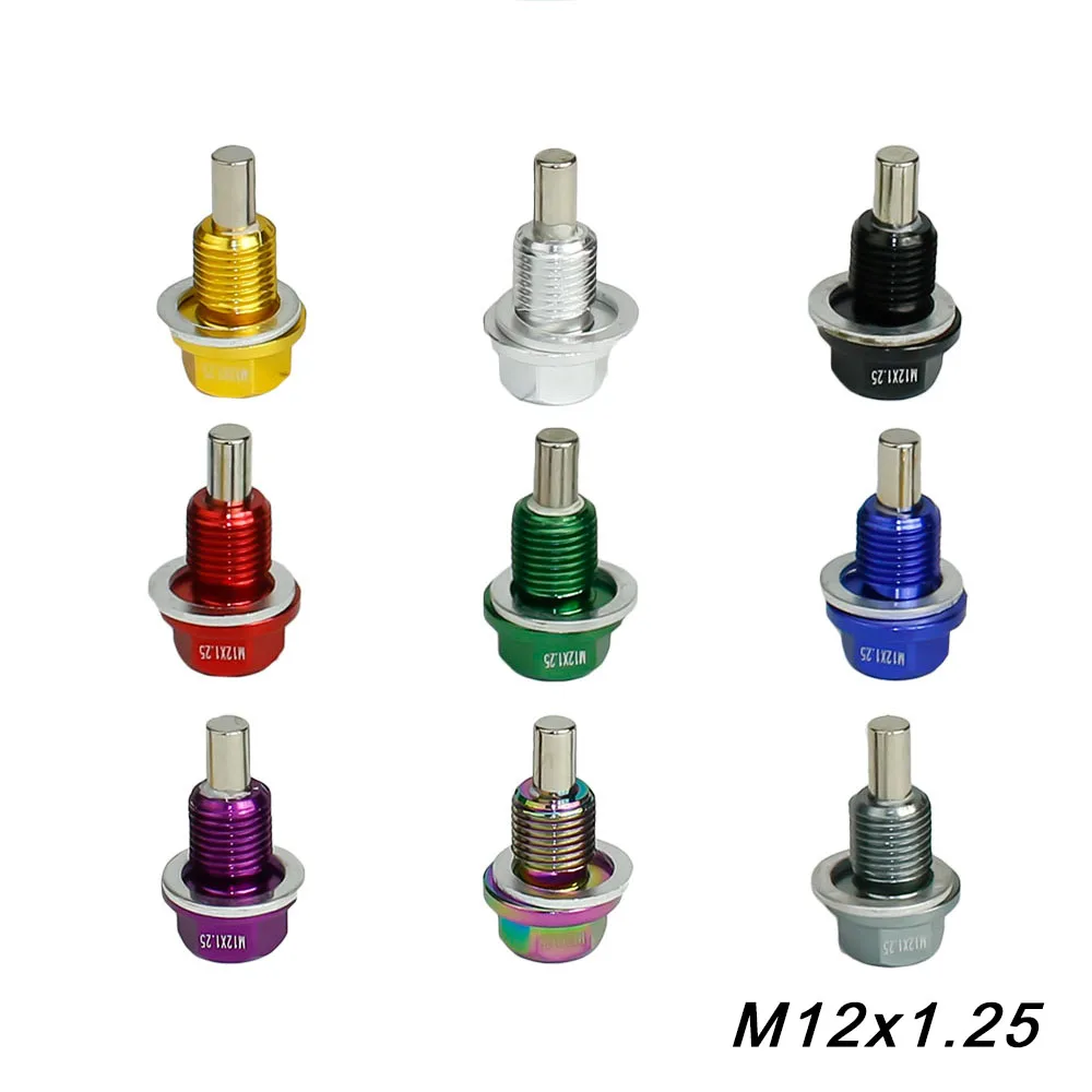 M12*1.25MM magnetický mazat drén plug/oil jímky drén zátka  červený modrá černá zlato fialový silvery  zelená šedá