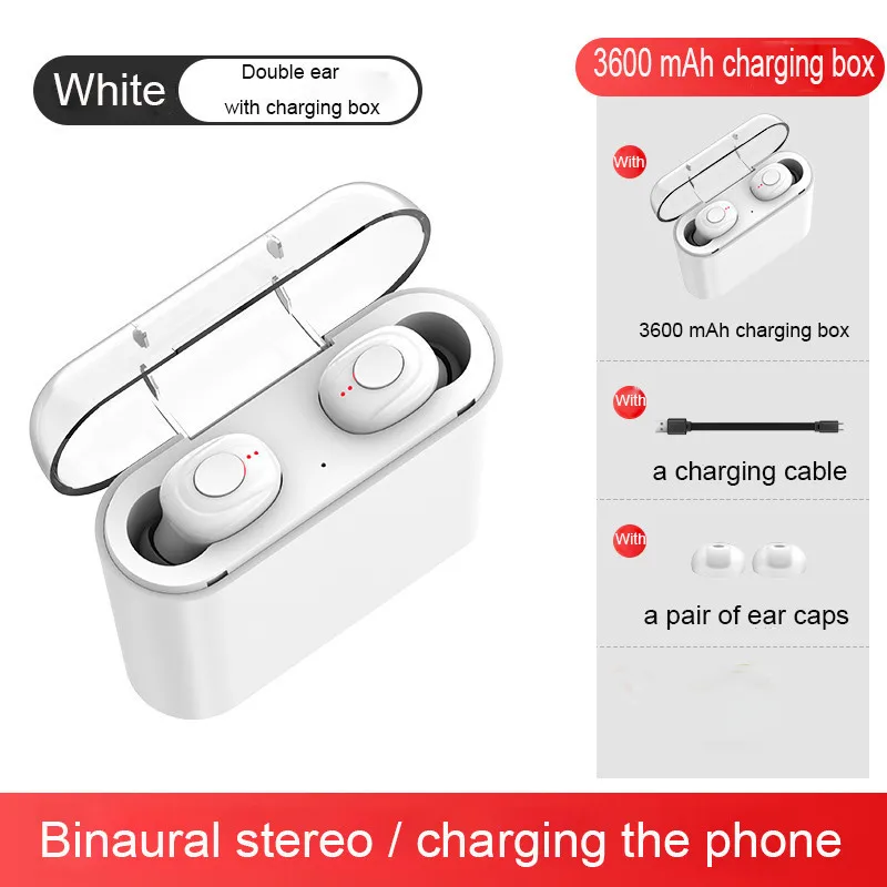BinauralBox-white X18s TWS Беспроводная bluetooth-гарнитура, наушники, Bluetooth стерео гарнитура, водонепроницаемые, устойчивое, bluetooth, беспроводные наушники с микрофоном - Цвет: BinauralBox-white