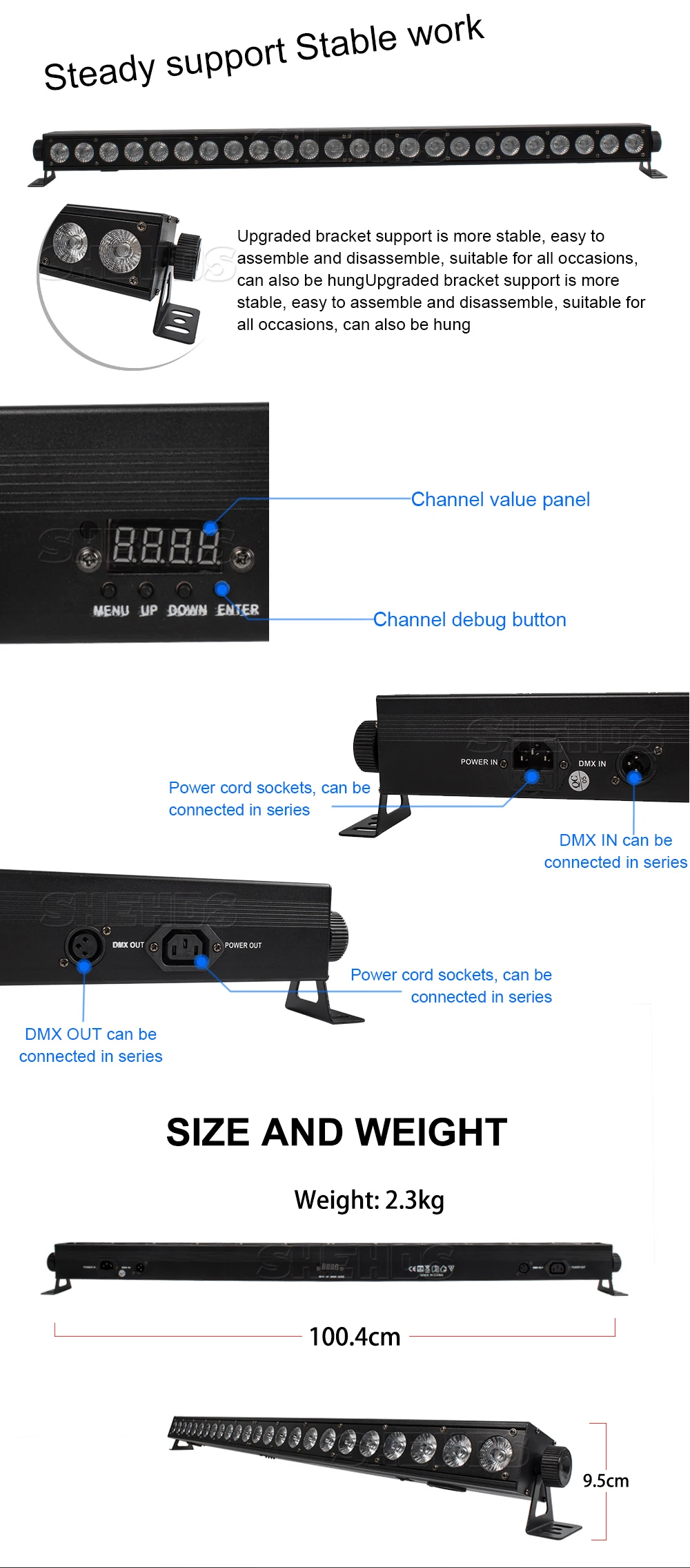 SHEHDS светодиодный светильник для мытья стен 24x9 Вт RGB, цветной смешивающий цветной эффект, вечерние лампы для рождественской бара, лазерная сценическая настенная лампа с подсветкой