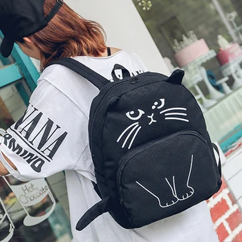 

New female bag personality cartoon cat backpack casual backpack student bag Lovely canvas bag