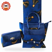 Высокое качество Модный Набор сумок, 6 ярдов хлопок Нигерия, Анкара отличное качество печати воск дизайн для женщин вечерние